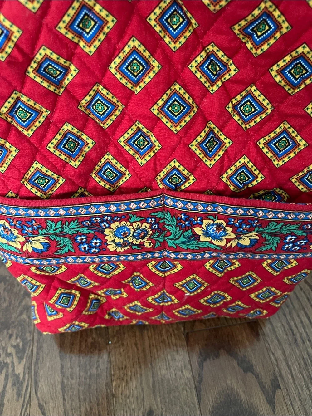 Vera Bradley Red Quilted Floral Drawstring Backpack